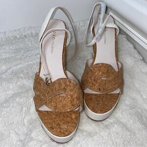 Koko + Palenki Cork Cream Colored Wedge Heels Size 7